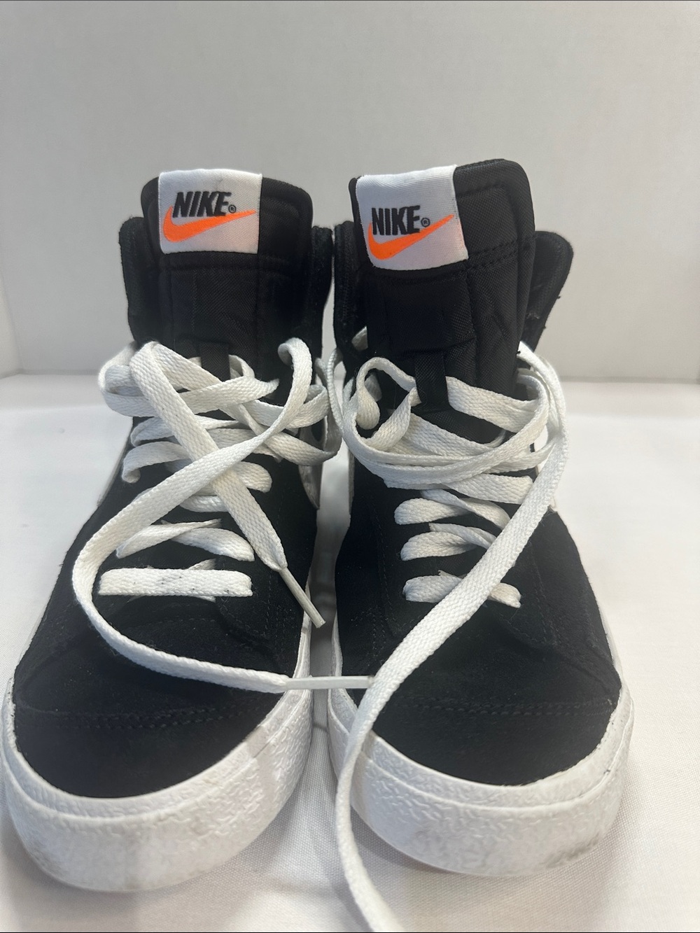 Vintage Nike 1970 style Kids Black and White High-Top leather Sneakers.